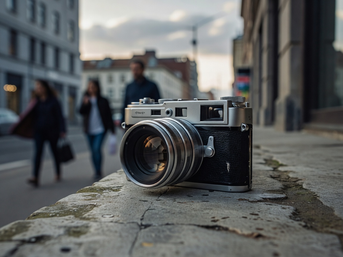 Classic rangefinder camera indicating independent fine-art documentary street photojournalism
